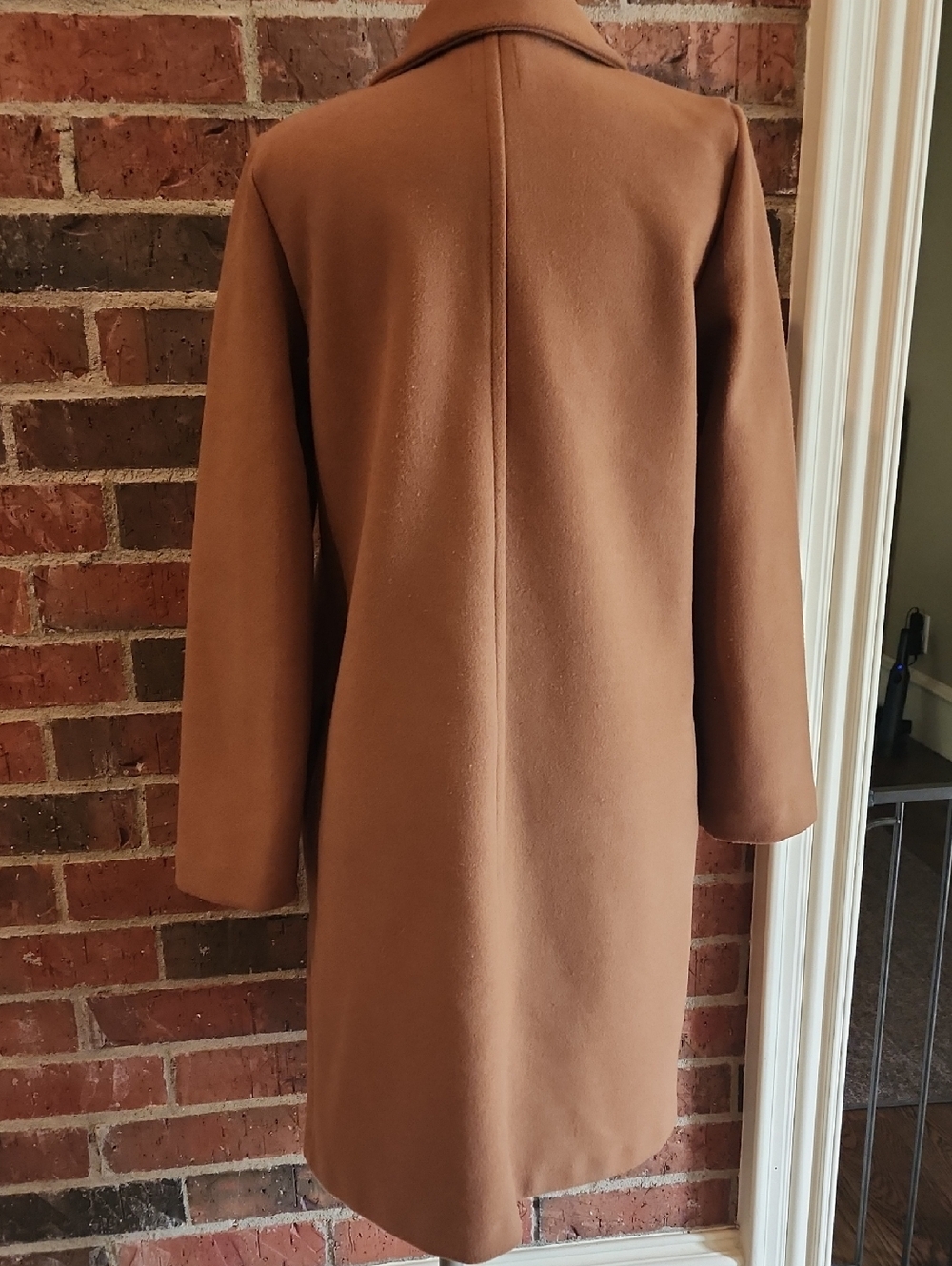 Zara Camel Long Open Front Coat Size Medium - Picture 4 of 12